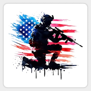 American Flag Veteran Day 4th Of July Soldier Magnet